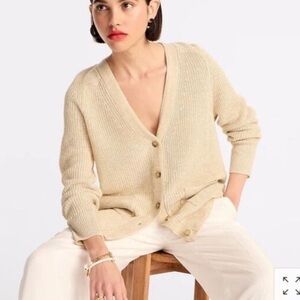 J.Crew Relaxed Cotton-linen Blend Cardigan Knit Breathable Sweater Women’s Sz XS